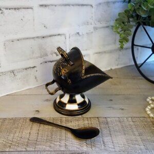 Checked Sugar Bowl Vintage Sugar Scuttle Checked Vanity Decor Checked Bowl